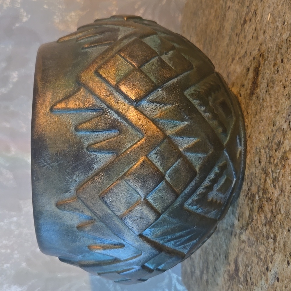 Artist Signed Large Ceramic Planter With Geometric Pattern - Picture 3 of 13